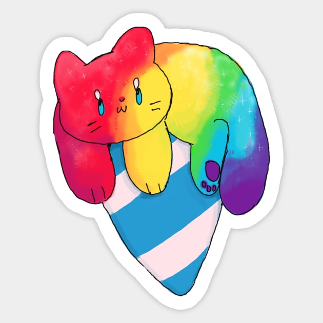 rainbow kitty shaved ice Sticker by gummygunk